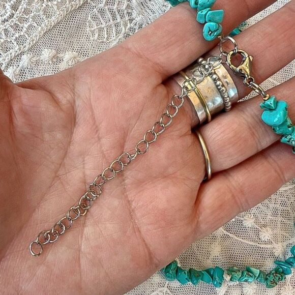 Vintage 80's Hypoallergenic Turquoise Tumbled Stone Necklace & Earring Set - Picture 6 of 10